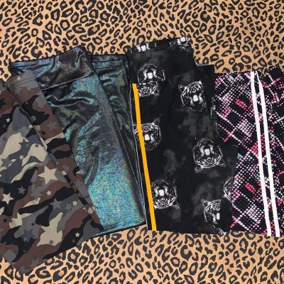 No Boundaries Sueded Leggings LOT Camo Tiger Shiny L